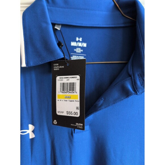 Under Armour Loose Fit Men's Tipped Polo Shirt - Blue - M - Picture 2 of 3
